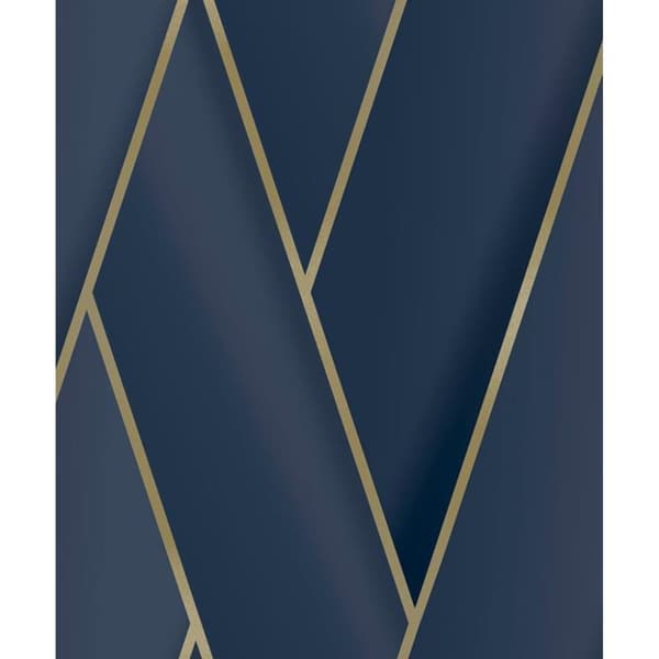 DUTCH WALLCOVERINGS Tapet Geometric blå och guld