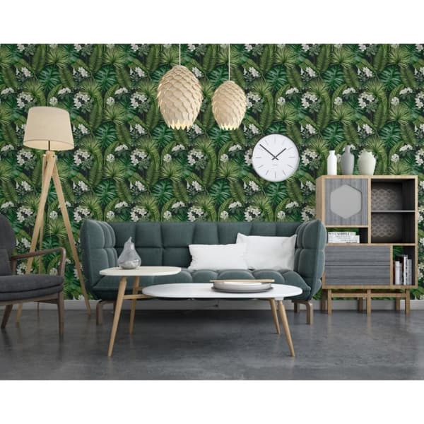 DUTCH WALLCOVERINGS Tapet Eden svart och mörkgrön