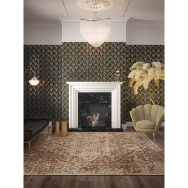 DUTCH WALLCOVERINGS Veggpanel Palm Palace svart og gul