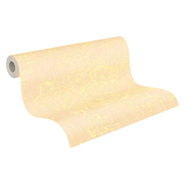 Textiltapet Blommig Profhome 306573-GU texturerad glansigt mönster matt bakgrund färg guld grädde 5,33 m2