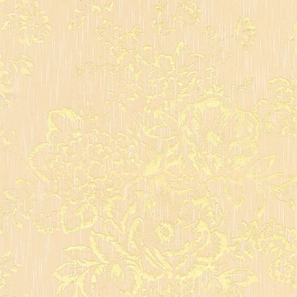 Textiltapet Blommig Profhome 306573-GU texturerad glansigt mönster matt bakgrund färg guld grädde 5,33 m2