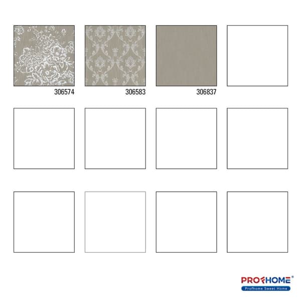 Textiltapet blomster Profhome 306574-GU texturerad glansigt mönster matt bakgrund färg silver brun 5,33 m2