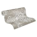 Miniatyrbild 2 av 8: Textiltapet blomster Profhome 306574-GU texturerad glansigt mönster matt bakgrund färg silver brun 5,33 m2