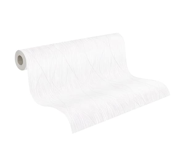 Övermålningsbar tapet geometrisk Profhome 143112-GU texturerad matt färg vit 5,33 m2