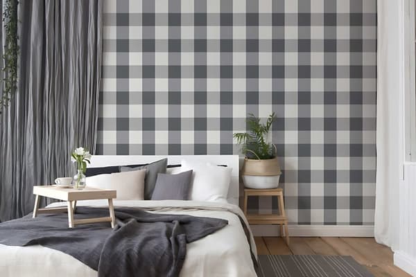 Non woven-tapet geometrisk Profhome 206367-GU lätt texturerad matt färg vit grå 5,33 m2
