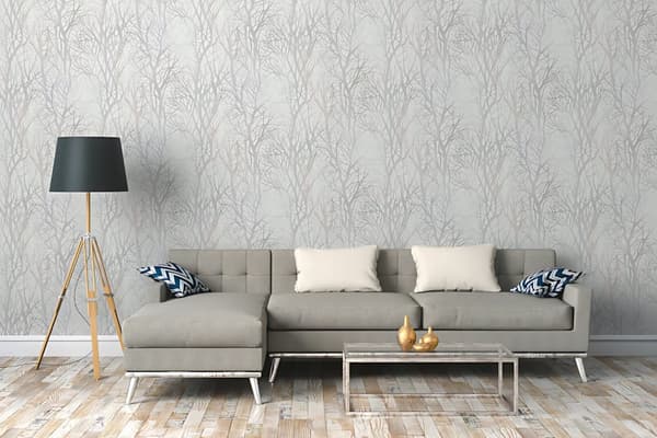 Non woven-tapet skog Profhome 300941-GU texturerad matt färg vit silver 5,33 m2