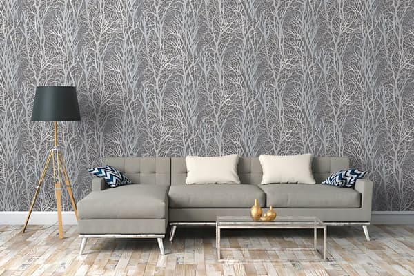 Non woven-tapet skog Profhome 300943-GU texturerad matt färg silver grå 5,33 m2