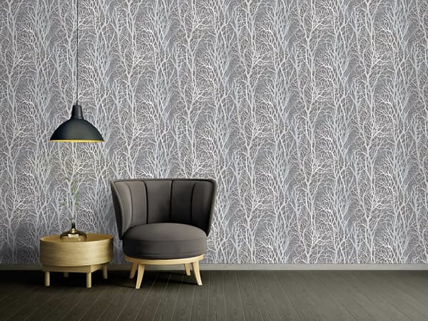 Non woven-tapet skog Profhome 300943-GU texturerad matt färg silver grå 5,33 m2