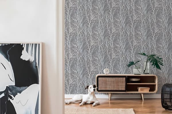 Non woven-tapet skog Profhome 300943-GU texturerad matt färg silver grå 5,33 m2