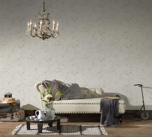 Non woven-tapet blomster Profhome 304182-GU lätt texturerad matt färg beige brons grädde 5,33 m2