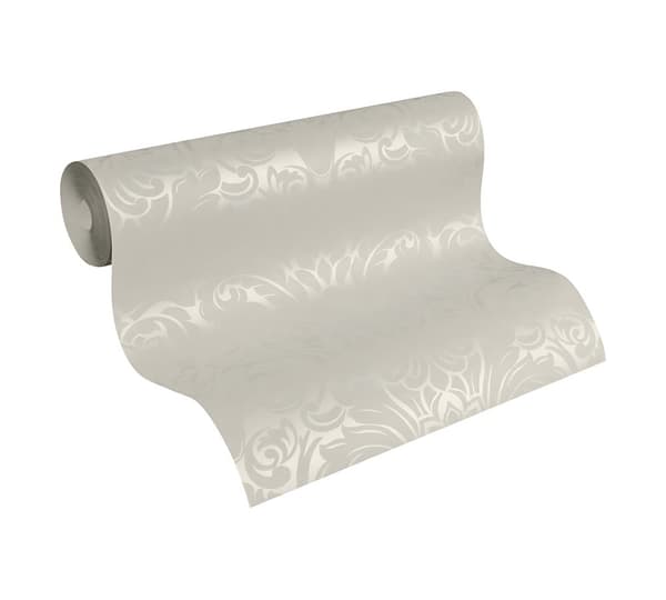 Non woven-tapet ornament Profhome 305451-GU lätt texturerad matt färg silver grädde 5,23 m2
