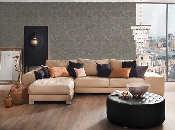 Non woven-tapet ornament Profhome 305453-GU lätt texturerad matt färg silver grå 5,23 m2