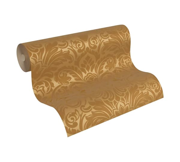 Non woven-tapet ornament Profhome 305454-GU lätt texturerad matt färg guld 5,23 m2