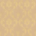 Miniatyrbild 1 av 8: Textiltapet ornament Profhome 306584-GU texturerad glansigt mönster matt bakgrund färg guld beige 5,33 m2