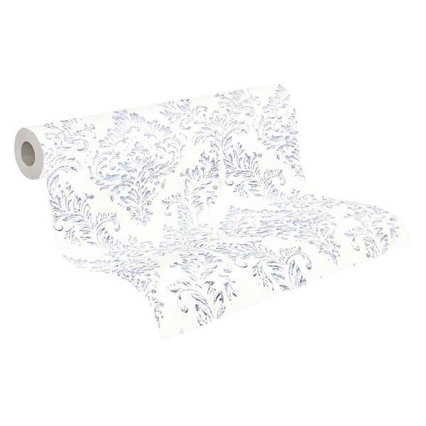 Tekstiltapet ornament Profhome 306591-gu tekstureret blank mønster mat baggrund färg sølv hvid 5,33 m2
