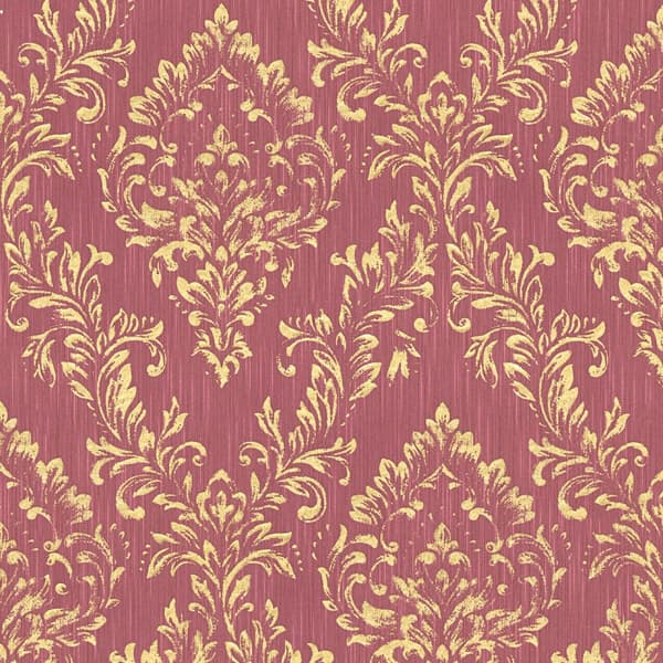 Textiltapet ornament Profhome 306596-GU texturerad glansigt mönster matt bakgrund färg guld röd 5,33 m2