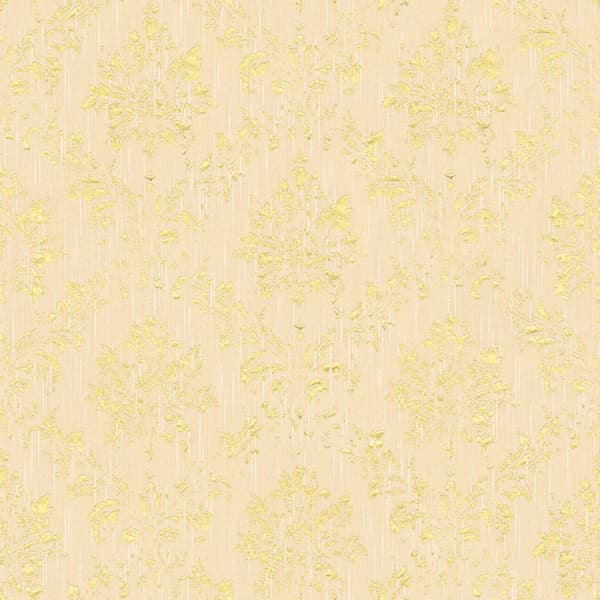 Textiltapet ornament Profhome 306623-GU texturerad glansigt mönster matt bakgrund färg grädde guld 5,33 m2