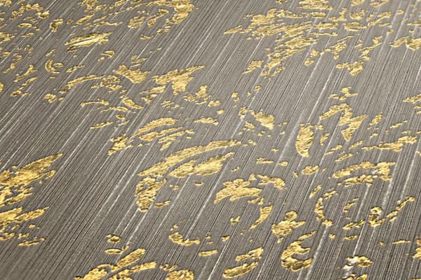 Textiltapet ornament Profhome 306625-GU texturerad glansigt mönster matt bakgrund färg beige guld 5,33 m2