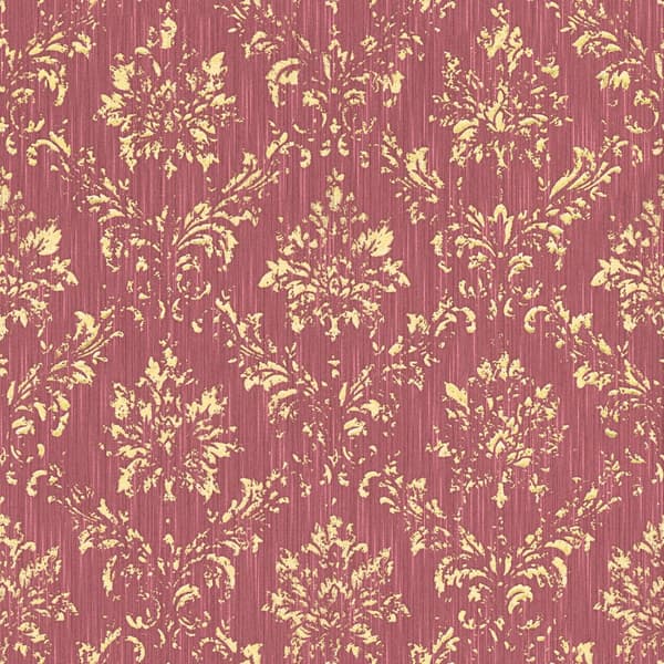Textiltapet ornament Profhome 306626-GU texturerad glansigt mönster matt bakgrund färg röd guld 5,33 m2