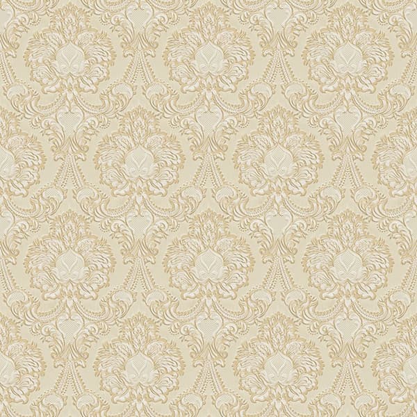 Papperstapet ornament Profhome 310323-GU lätt texturerad matt färg guld beige grädde 5,33 m2