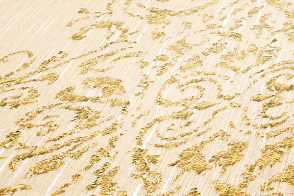 Textiltapet ornament Profhome 319452-GU lätt texturerad matt färg grädde guld 5,33 m2