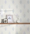 Miniatyrbild 6 av 7: Textiltapet ornament Profhome 319461-GU lätt texturerad matt färg vit silver 5,33 m2