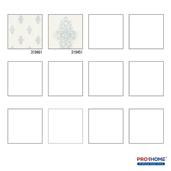 Textiltapet ornament Profhome 319461-GU lätt texturerad matt färg vit silver 5,33 m2