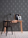 Miniatyrbild 5 av 7: Textiltapet ornament Profhome 319464-GU lätt texturerad matt färg blå silver 5,33 m2