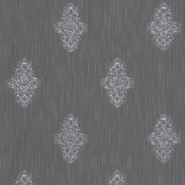 Textiltapet ornament Profhome 319464-GU lätt texturerad matt färg blå silver 5,33 m2