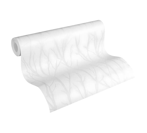 Övermålningsbar tapet grafisk Profhome 321015-GU texturerad matt färg vit 5,33 m2