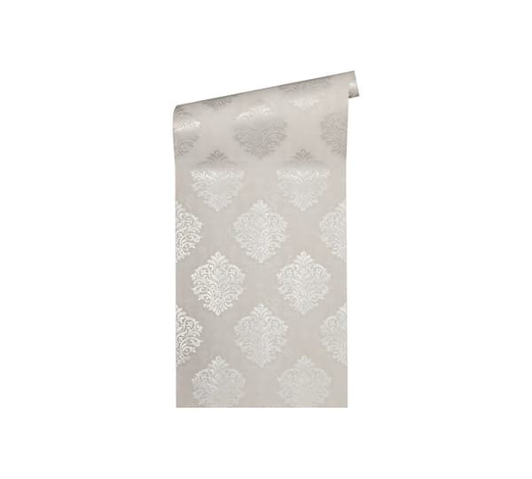 Non woven-tapet ornament Profhome 324803-GU slät matt färg beige silver 5,33 m2