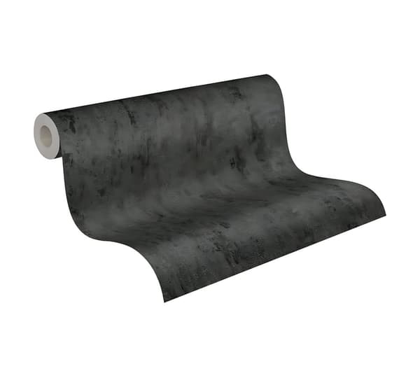 Non woven-tapet uni kulör Profhome 326515-GU lätt texturerad glansigt färg svart silver grå 5,33 m2