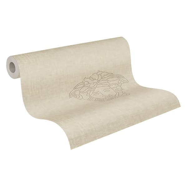 Non woven-tapet abstrakt Profhome 329502-GU texturerad pärlemorskimrande effekt färg grädde guld 2,31 m2