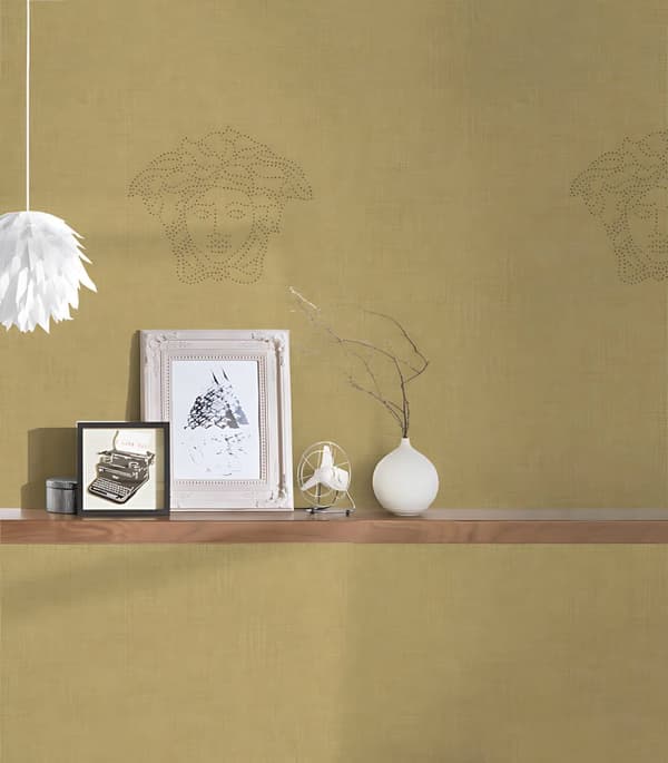 Non woven-tapet abstrakt Profhome 329503-GU texturerad pärlemorskimrande effekt färg guld gul 2,31 m2