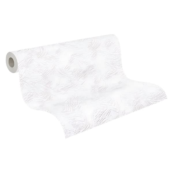 Övermålningsbar tapet uni kulör Profhome 330321-GU lätt texturerad matt färg vit 5,33 m2