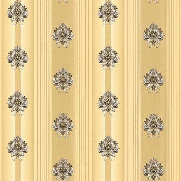 Non woven-tapet ränder Profhome 330841-GU lätt texturerad matt färg guld svart svart 5,33 m2