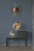 Miniatyrbild 4 av 7: Non woven-tapet geometrisk Profhome 333274-GU slät matt färg silver blå 5,33 m2