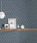 Miniatyrbild 6 av 7: Non woven-tapet geometrisk Profhome 333274-GU slät matt färg silver blå 5,33 m2