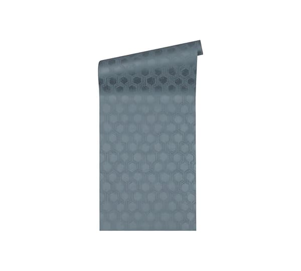 Non woven-tapet geometrisk Profhome 333274-GU slät matt färg silver blå 5,33 m2