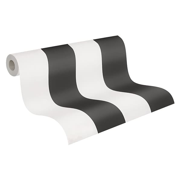 Non woven-tapet traditionell Profhome 334213-GU lätt texturerad matt färg svart vit 5,33 m2