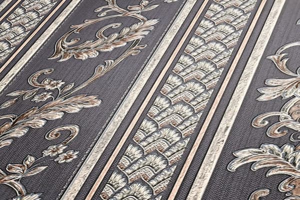 Non woven-tapet ränder Profhome 335475-GU lätt texturerad matt färg silver grå 5,33 m2