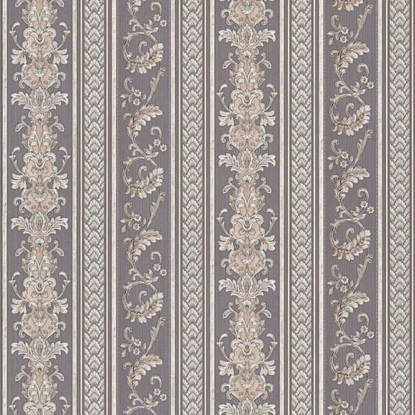 Non woven-tapet ränder Profhome 335475-GU lätt texturerad matt färg silver grå 5,33 m2