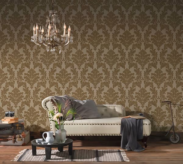 Ikke-vævet tapet ornament Profhome 335802-gu lidt tekstureret mat färg kobber gul 5,23 m2