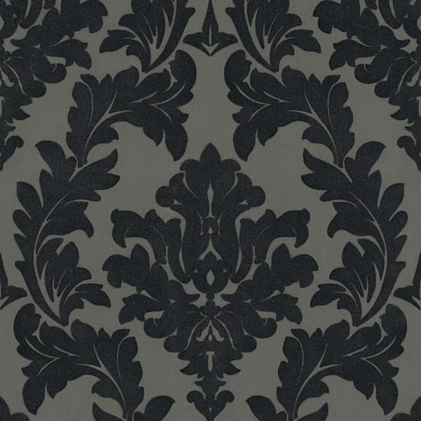 Non woven-tapet ornament Profhome 335805-GU lätt texturerad matt färg silver svart grå 5,23 m2