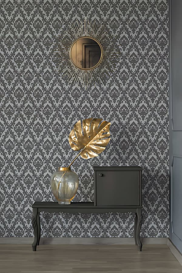 Non woven-tapet ornament Profhome 335823-GU lätt texturerad matt färg grå 5,23 m2