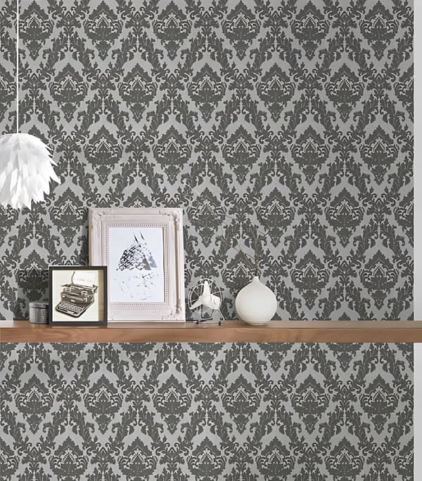 Non woven-tapet ornament Profhome 335823-GU lätt texturerad matt färg grå 5,23 m2