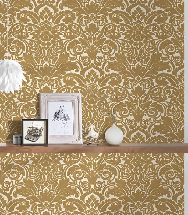 Non woven-tapet ornament Profhome 335832-GU lätt texturerad matt färg brun grädde 5,23 m2