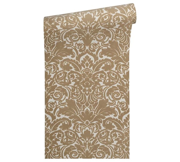 Non woven-tapet ornament Profhome 335832-GU lätt texturerad matt färg brun grädde 5,23 m2