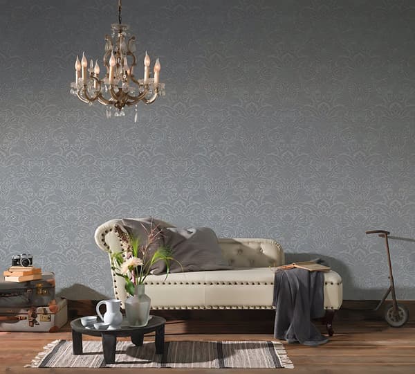 Ikke-vævet tapet ornament Profhome 335833-gu lidt tekstureret mat färg sølv grå 5,23 m2