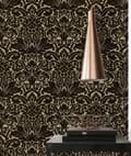 Miniatyrbild 6 av 7: Non woven-tapet ornament Profhome 335834-GU lätt texturerad matt färg svart 5,23 m2